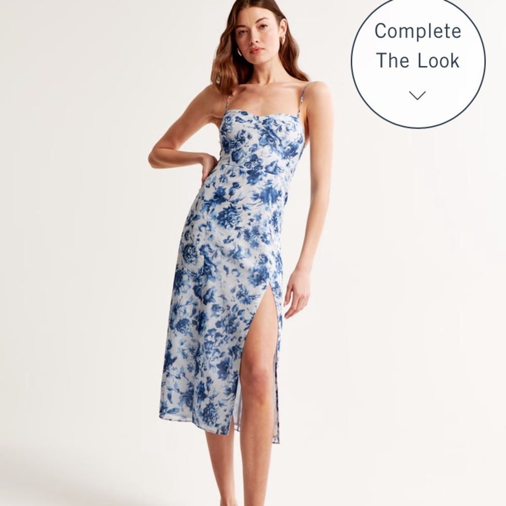 Abercrombie & Fitch Camille Midi Dress Size S in Blue Floral